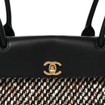 Tweed Calfskin Urban Essentials Small Shopping Bag Black Multicolor