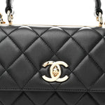 Lambskin Quilted Small Trendy CC Dual Handle Flap Bag Black