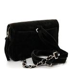 Velvet Quilted Flap Backpack Black