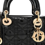 Patent Cannage Mini Lady Dior Black