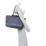 Lurex Canvas Medium Deauville Tote Navy Blue