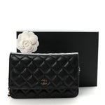 Caviar Quilted Wallet on Chain WOC Black