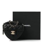 Lambskin Quilted CC In Love Heart Clutch With Chain Black