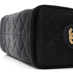 Washed Denim Quilted Mini Chanel 25 Handbag Black