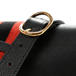 Roxy Calfskin Web Medium Studded Blondie Shoulder Flap Bag Black