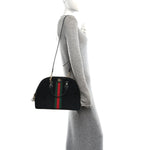 Suede Patent GG Web Medium Ophidia Top Handle Dome Bag Black