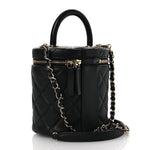 Caviar Quilted Top Handle Vanity Case Black