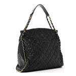 Calfskin Quilted Large Chain Me Hobo Black