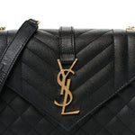 Grain De Poudre Textured Mixed Matelasse Triquilt Small Monogram Satchel Black