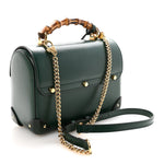 Azalea Calfskin Small Padlock Bamboo Shoulder Bag Vintage Green