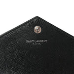 Grain De Poudre Matelasse Chevron Monogram Envelope Chain Wallet Black