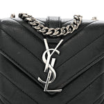 Sheepskin Matelasse Chevron Monogram Mini College Bag Black