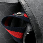 GG Supreme Monogram Web Messenger Diaper Bag Black Grey