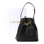 Calfskin CD Embossed Medium C'est Chain Bucket Bag Black