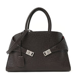 Natural Grain Calfskin Bicolor Large Hug Bag Testa Di Moro Flame Red