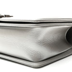 Metallic Caviar Chevron Quilted Medium Boy Flap Silver