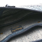 Oblique Embroidered Saddle Bag Denim Blue