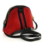 Suede Patent Web GG Small Ophidia Dome Shoulder Bag Hibiscus Red