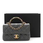 Caviar Quilted Mini Handy CC Flap Grey