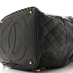 Caviar Quilted Drawstring Backpack Black