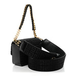 Canvas Woven Embroidered Small 4G Bag With Chain Black
