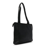 Caviar Embroidered Logo Shoulder Bag Black