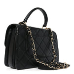 Lambskin Quilted Small Trendy CC Flap Dual Handle Bag Black