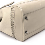 Grainy Calfskin Braided Small Canterbury Tote Beige