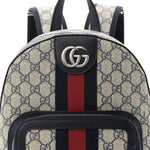 GG Supreme Monogram Textured Dollar Calfskin Web Small Ophidia Day Backpack Beige Blue Black