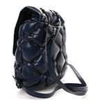 Calfskin Quilted Chesterfield Backpack Blue