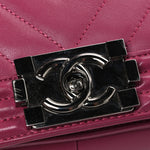 Lambskin Chevron Quilted Medium Boy Flap Dark Pink