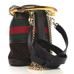 Suede Calfskin Web G Logo Bucket Bag Dark Brown