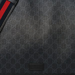 GG Supreme Monogram Web Messenger Diaper Bag Black Grey