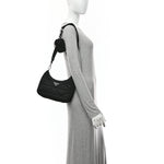 Re-Nylon Triangle Padded Patchwork Shoulder Bag Black