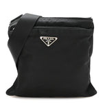 Nylon Small Flat Messenger Bag Black
