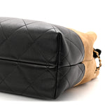 Suede Calfskin Shiny Lambskin Quilted Small Coco Base Shopping Bag Beige Black