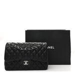 Lambskin Quilted Jumbo Double Flap Black