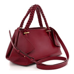 Calfskin Braided Small Blossom Top Handle Bag Burgundy