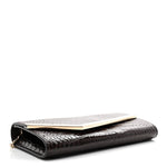 Calfskin Crocodile Embossed Emmie Clutch Bag Chocolate