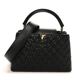 Lambskin Quilted Flower Capucines PM Black