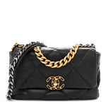Lambskin Quilted Medium Chanel 19 Flap Black