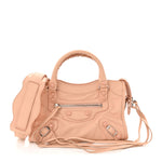 Matte Goatskin Rubber Covered Classic Hardware Mini City Rose Poudre
