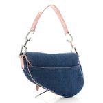 Patent Denim Jeans Saddle Bag Blue Pink