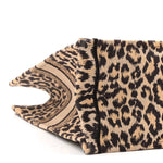Canvas Mizza Embroidered Large Leopard Book Tote Beige