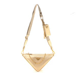 Saffiano Lux Triangle Shoulder Bag Platino