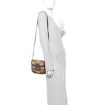 Monogram Jumbo GG Textured Dollar Calfskin Web Mini Horsebit 1955 Shoulder Bag Camel Ebony New Acero