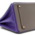 Epsom Bi-Color Horseshoe Birkin 35 Etain Crocus