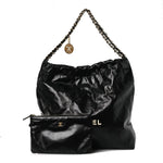 Shiny Calfskin Quilted Chanel 22 Black White