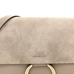 Suede Calfskin Small Faye Shoulder Bag Motty Grey