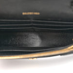 Shiny Calfskin Crocodile Embossed Hourglass Chain Bag Black